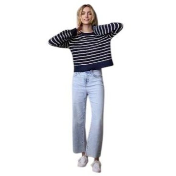 LC Lauren Conrad Womens Super High Rise Raw Hem Wide Leg Jeans Sz 10 New - Picture 11 of 12